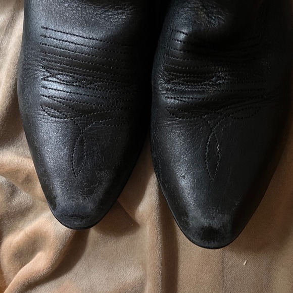 Oak Tree Farms Black Leather Western Cowboy Boots Women's Size 7 - Picture 10 of 10